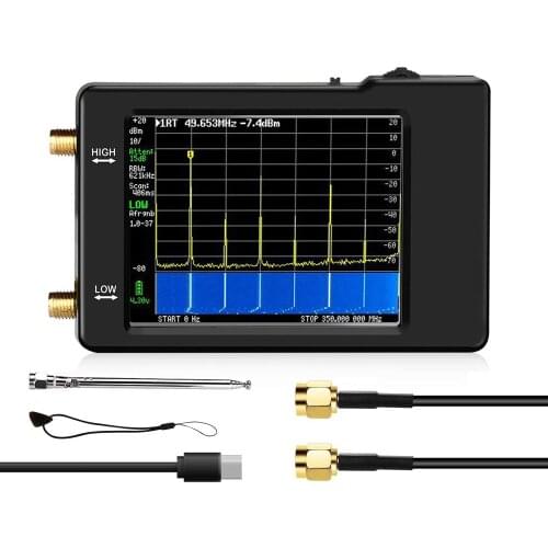 Handheld Tiny Spectrum Analyzer TinySA 2.8inch Touch Screen Portable Frequency Analyzer 0.1MHz~ 960MHz MF/HF/VHF UHF Input Tools