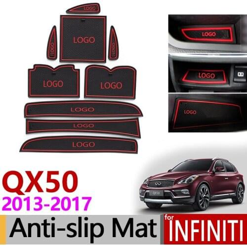 Anti-Slip Gate Slot Mat Rubber Coaster for Infiniti QX50 J50 2013 2014 2015 2016 2017 Accessories Car Stickers 9Pcs Red Luxury
