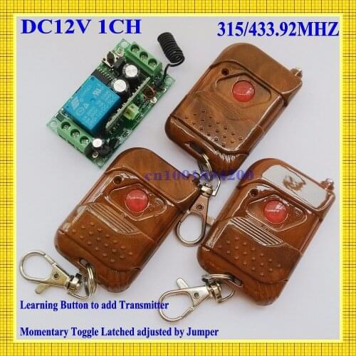 RF Wireless Access Remote Switch auto door wireless remote controller system12V 1CH 1Receiver&3Transmitter/ Toggle/ /Momentary