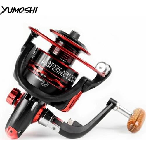 YUMOSHI Fishing Reel 5.5:1 All Metal Spool Spinning Reel Stainless Steel Handle Line Spool Saltwater Fishing Accessories 12BB