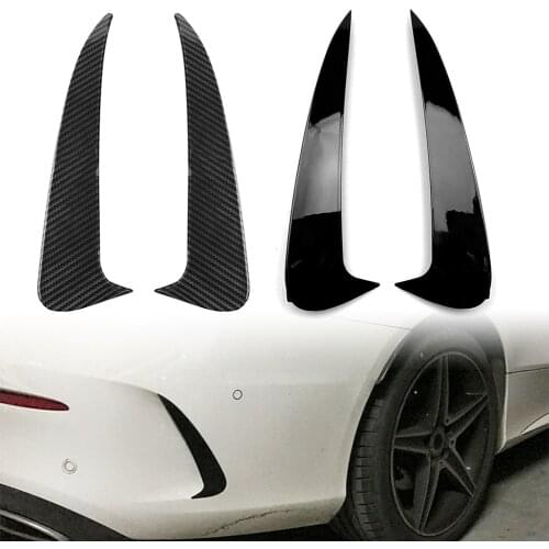 Carbon/Gloss Black ABS Car Rear Bumper Splitter Spoiler Canard Air Vent For Mercedes Benz C-Class Coupe C205 2015-2019 1Pair
