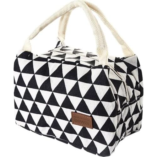 Korean Style Triangular Lattice Thickened Lunch Bags Keep Warm/Cool Bento Pearl Handbag