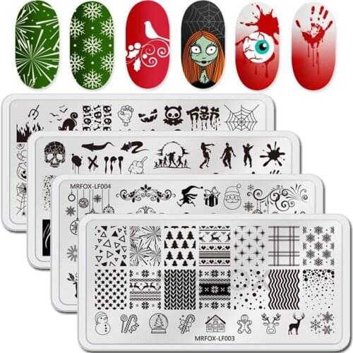 1Pcs Christmas Snowflake Nail Art Stamping Plate Halloween Pattern Painting Nail Stencil Templates Manicure Nail Stamp Tools