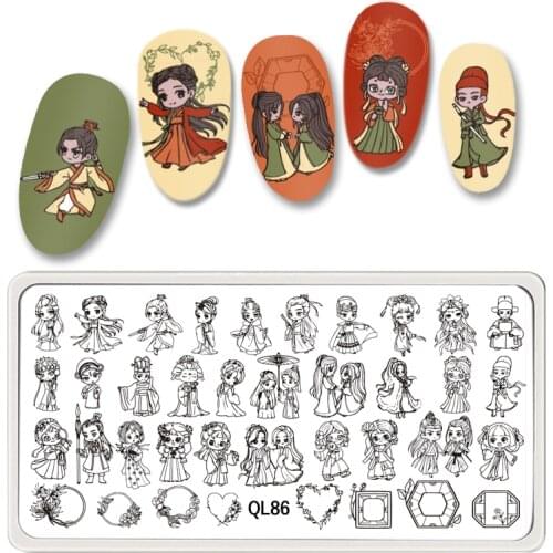 Stamp Plates Princess Cartoon Image Nail Art Template Stainless Steel Floral Flower Lace Stencils