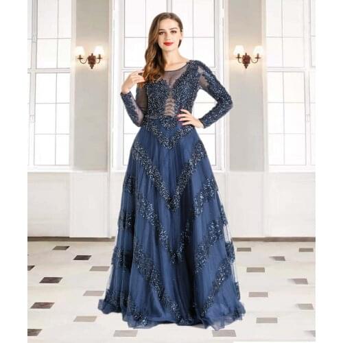 Evening Dresses Long Luxury 2021 Dubai Sequin For Women Party Sexy Wedding Wear HO1055