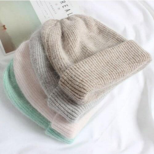 Rabbit Fur Knitted Hat Children Autumn and Winter Knitted Hat Beanie Bonnets for Women Fashion Bunny Hat