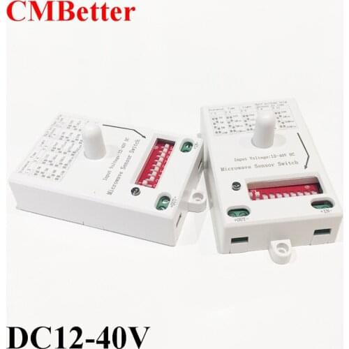 CMBetter Microwave Sensor Light Switch 12-40V Motion Detector Light Switch Time Delay Adjustable Body Motion Detector Switch