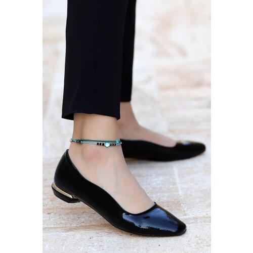 Woggo Pnt 386119 Wrinkled Patent Leather 2 Cm Heel Women 'S Ballerina Shoes