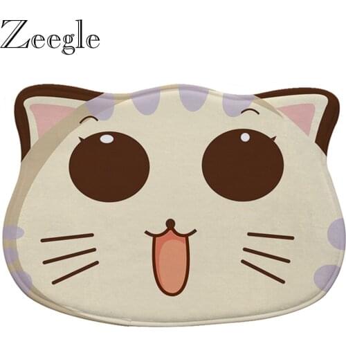 Zeegle Door Mat Flannel Doormat Kids Room Carpet Non-slip Bedroom Mat Cat Carpet Absorbent Hallway Rug Foot Mat