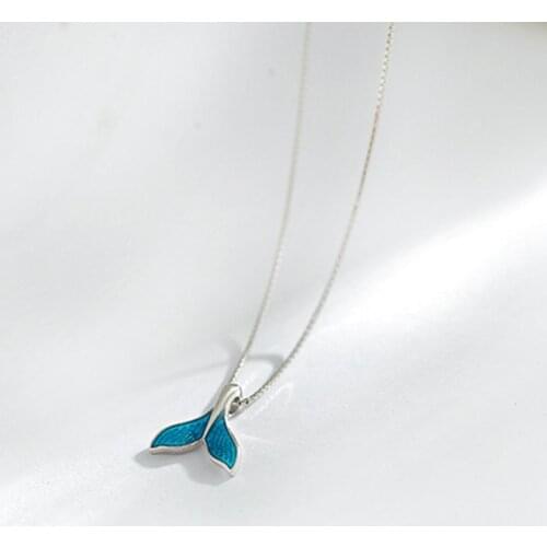 Sterling S925 3Pcs/Lot Enameled fishtail dolphin chain female tide light luxury Fashion Necklaces