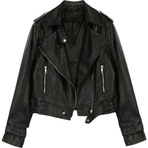 WSYORE PU Leather Coat 2019 New Spring and Autumn Women Casual Short Ladies Motorcycle Jacket Slim Faux Leather Jackets NS1047