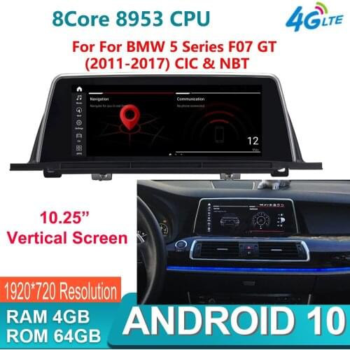 10.25" Vertical Screen 8 Core Android 10.0 4G+64G Car multimedia GPS navigation player for BMW 5 Series F07 GT 2011-2017 CIC NBT