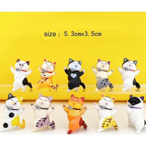 10 Pack of PVC Car Dashboard Cat Toy Ornament for Home Desk Decoration
