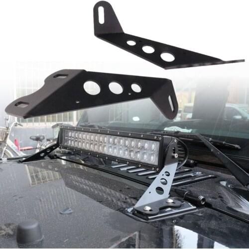 20 Inch LED Straight Stainless Light Bar Mounts Hood Mounting Bracket Fit for Jeep Wrangler JK 2007-2017