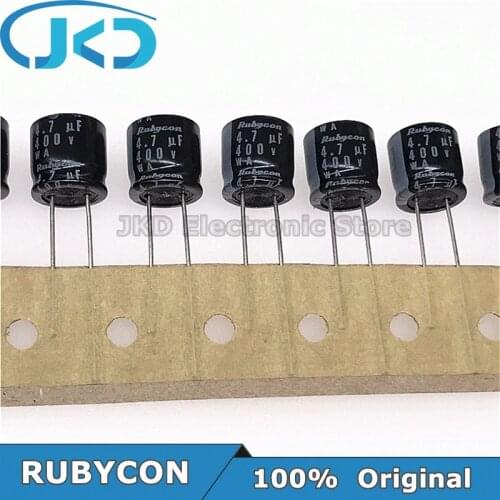 20pcs RUBYCON 4.7UF 400V 10*9mm WA Series 85℃ 4.7UF400V 400V4.7UF 10x9mm Aluminum Electrolytic Capacitor