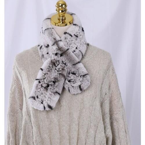 2020 Luxury Womens Winter Fur Scarf Genuine Rex Rabbit Fur Scarves Lady Wraps Knitted Girls Scarfs Wraps Neckchief Neck Warmer