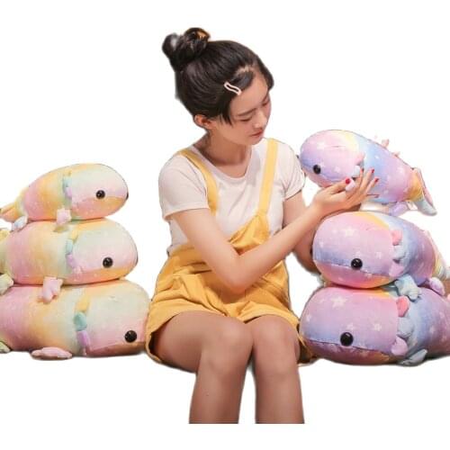 37/46/58cm Colorful Salamander Fish Hearts Stars Printing Six Claws New Aquatic Cute Dinosaur Plush Toy Birthday Xmas Gift Kids