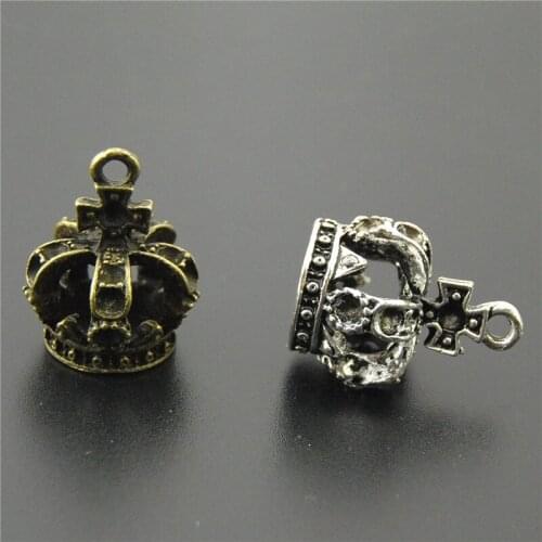 5PCS Silver Color/Bronze Crown Alloy Necklace Pendant Bracelet Charm Fits Bracelets Jewelry Making