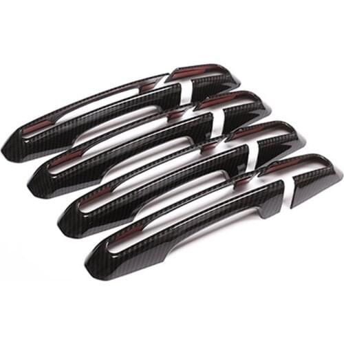 Car ABS Chrome Carbon Fiber Style Exterior Door Handle Cover Trim Accessories For Jaguar XE XFL F-Pace X761 2017 2018