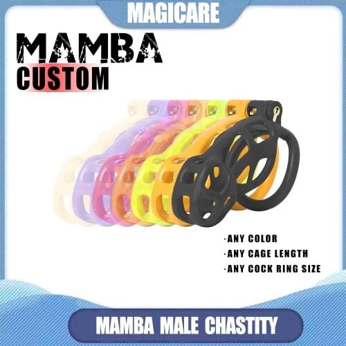 Custom Mamba Cock Cage Penis Exercise Ring Sleeve Chastity Device Base Plastic Ball stretcher Male Sex Toys for Men