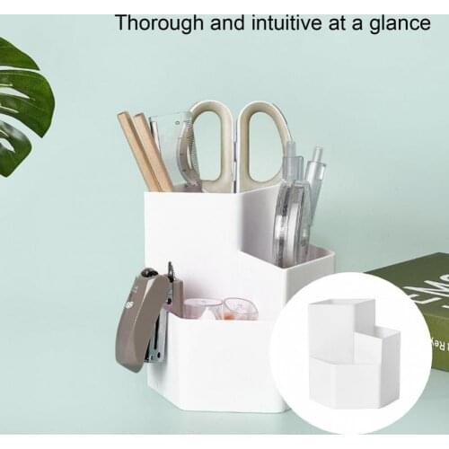 White Creative Student Stationery Pencil Storage Box ABS Pencil Cup Multifunctional for School