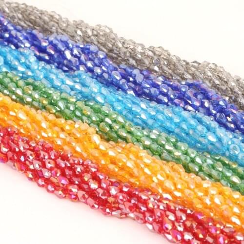 NEW 70pcs Pearl 4x6mm Crystal Beads Glass Crystal Water Drop Beads for needlework handcraft fashion jewelry accessory