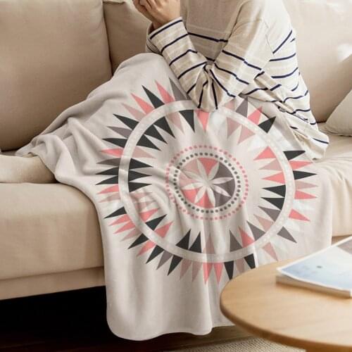 Mandala Pattern Printed Flannel Blanket Soft Throw Blanket Machine Washable Blankets for Beds