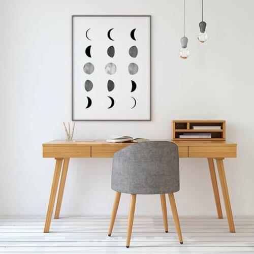 Moon Phases Prints Scandinavian Poster , La Lune Photography Moon Wall Art Picture Canvas Painting Home Room Nordic Wall Decor