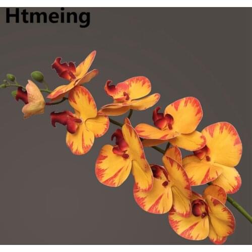 Htmeing artificial flowers 9 Heads Artificial orchid Flowers Stem 3D Fake Flower Home office Wedding Decoration