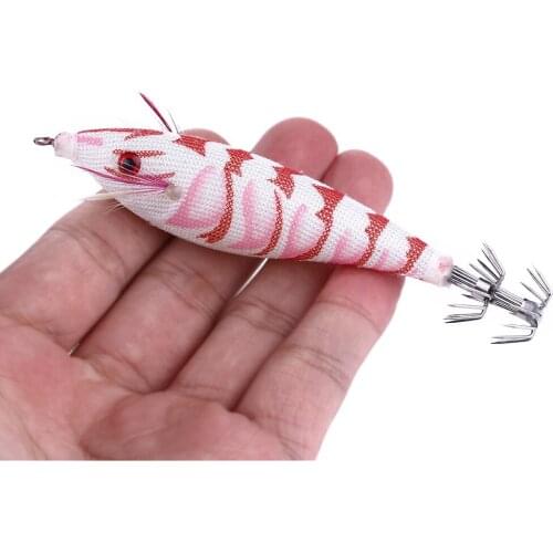 Artificial Round Belly Wood Shrimp Squid Jigs Jigging Squid Hook Trout Lure Fishing Tackle Squid Lure