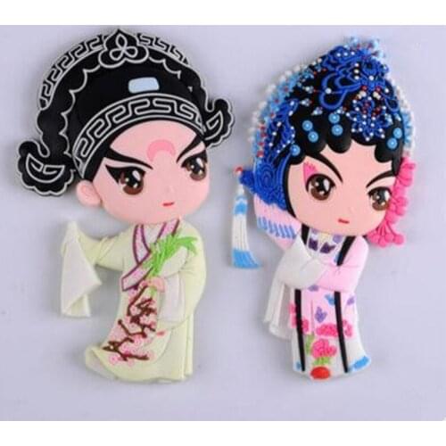 China Wind Creative Opera Characters 3D Fridge Magnets World Travel Souvenirs Refrigerator Magnetic Sticker Home Decortion