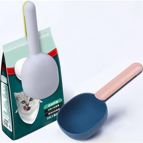 Mutli-function Portable Pet Cat Dog Food Shovel Scoop Feeding Spoon with Sealing Bag Clip Pet Feeders Pet Puppy Kitten Supplies