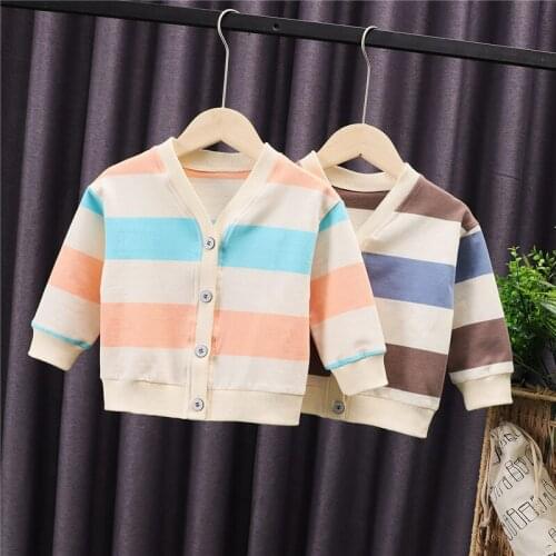 Spring Autumn Fashion Baby Clothes Infant Strips Blouse Kids Outwear Tops Boys Girls Cotton Leisure Causal Outwear Sweatshirts