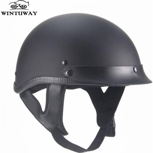 WINTUWAY 1Piece 58-64cm ABS Plastic Motorcycle Helmets Motorcross Capacete Half Helmet For Retro Matte Bright Black