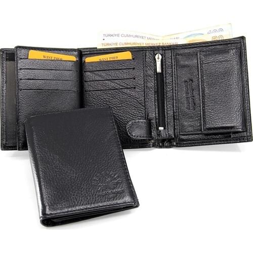 West Polo Black Coin Compartment Khaki Leather Men 'S Wallet