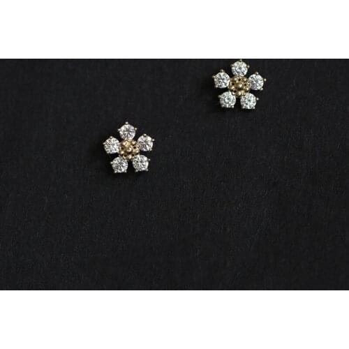 New Arrival Brinco Earring Cute Jewelry Delicate Girl Women Ear Stud Tiny Cz Flower 925 Sterling Small Minimalist Earring