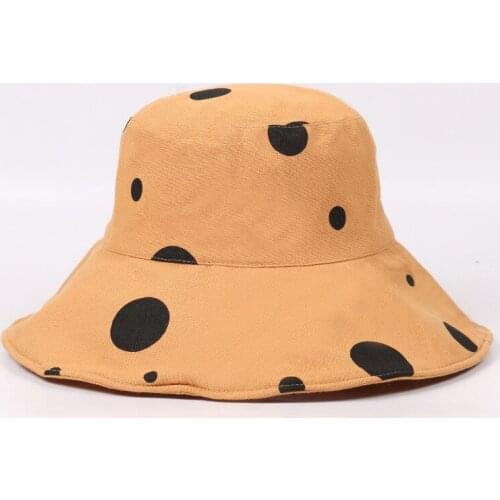 Cotton Dot Print Bucket Hat Fisherman Hat Outdoor Travel Hat Sun Cap Hats for Men and Women 166