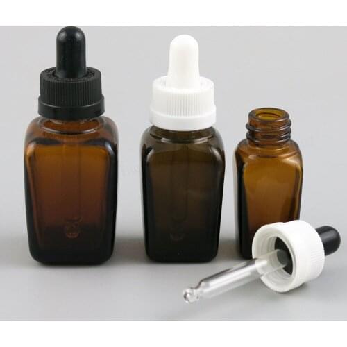 200 X 10ML 25ML 35ML 50ML 100ML Empty Glass Aromatherapy Bottle Containers Square Amber Essential Oils Bottle With Eye Dropper