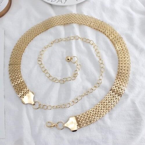 New Fashion Western Vintage Belt Sequined Metal Belt for Women Ladies Party Belt Dress Belt Wild Gold Dress Chain Belts Present