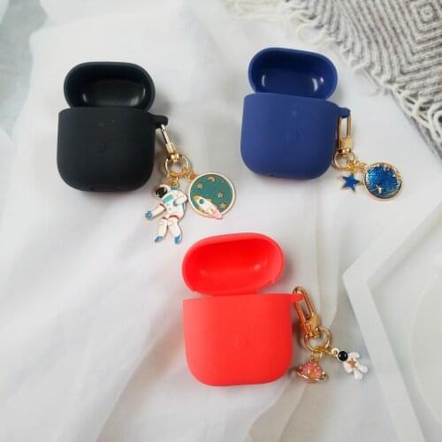 Luxury Astronaut Decoration Case for Realme Buds Air Case ornament Accessories Bluetooth Earphone Silicone Cover Key Ring