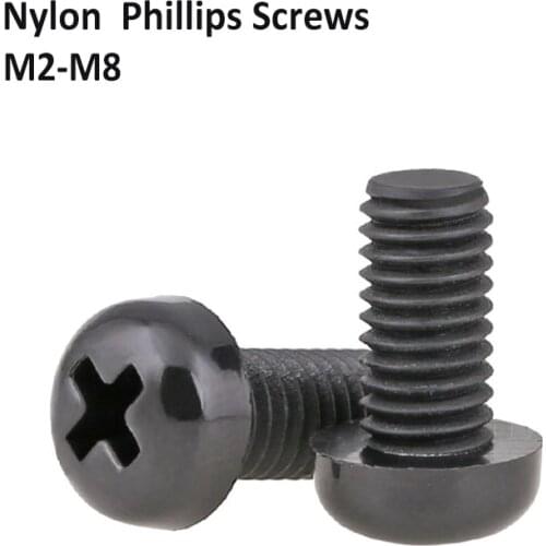 Nylon Phillips Rounded Head Screws Plastic button head screw Cross Recessed Pan Head Screws M2-M8