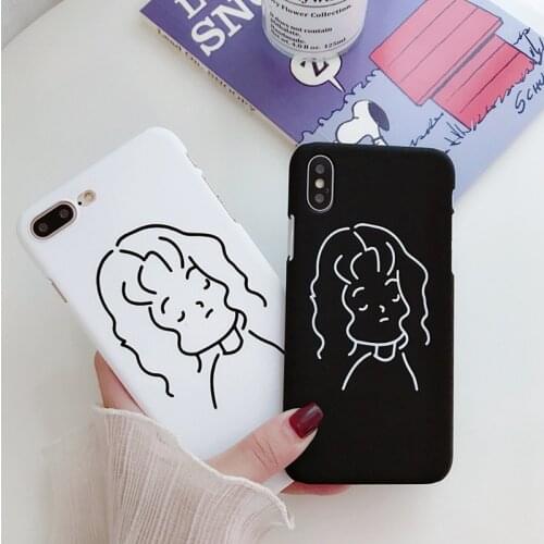 Japan Korea Girl Phone Case for iphone 7 7Plus plastic cases Retro Art Lines cover for iphone X XS 6 6s 8 Plus Kawaii Cases Capa