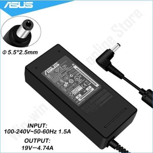 90W 19V 4.74A 5.5*2.5mm AC Adapter Power Charger For Aus A52F A53E A53S A53U A55A A55VD D550CA D550M D550MAV F555LA K501 Laptop