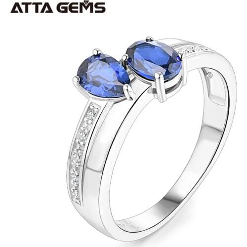 Created Blue Sapphire Silver Unisex Ring Wedding Band For lovers Classic Design Women Engagement Silver Rings Trendy Top Quality