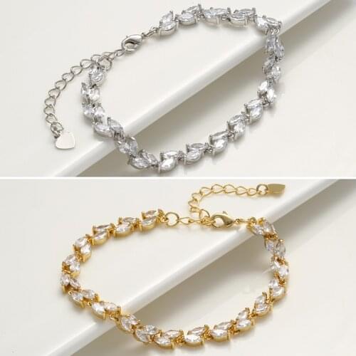 ZHUKOU gold silver color Leaf cubic zirconia Womens Bracelets Adjustable Bracelets DIY Handmade Jewelry Wholesale VL110