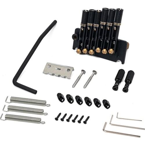 1 Set 6 Strings Headless Guitar Fanned Fret Tailpiece Tremolo Bridge Black