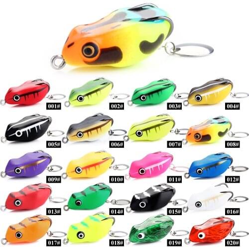 1 Pcs 7cm/7.6g Frog Lure Soft Tube Bait Plastic Fishing Lure with Fishing Hooks Top water Ray Frog Artificial 3D Eyes