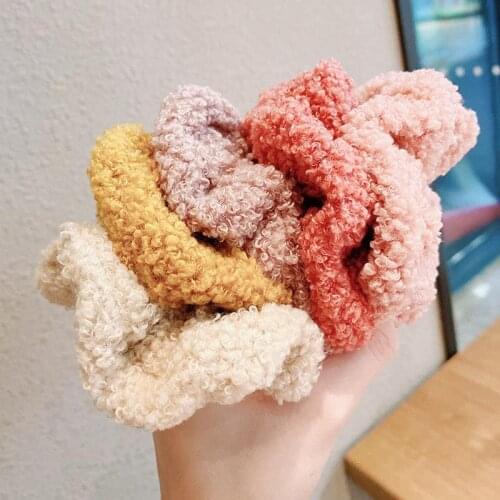 1pc Creative Faux Fur Hair Rope Hair Scrunchy Fashion Solid Color Hair Scrunchy Elastic Hair Band Hair Accessories