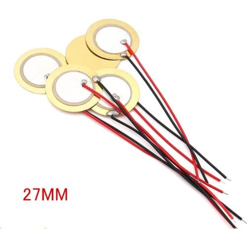 10pcs/lot Piezoelectric Piezo Ceramic Copper sheet Dia 27mm Sounder Sensor Trigger Drum Disc With Wire Copper For Buzzer