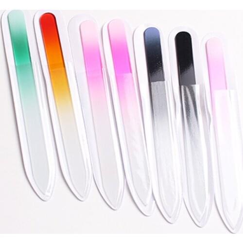 13cm Durable Medium Crystal Glass Nail Files Sanding Buffer Manicure Pedicure Art Decorations Nail Tool Assorted Colors